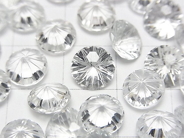 [Video] High Quality White Topaz AAA Carved Round Faceted 8x8mm 3pcs