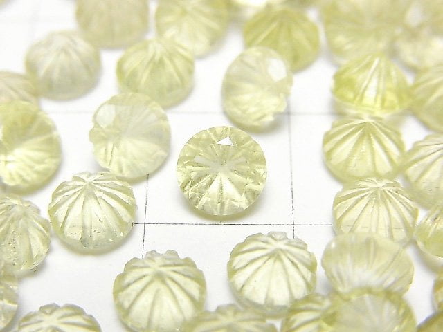 [Video] High Quality Lemon Quartz AAA Carved Round Faceted 6x6mm 5pcs