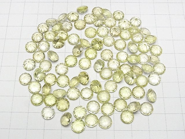 [Video] High Quality Lemon Quartz AAA Carved Round Faceted 8x8mm 3pcs