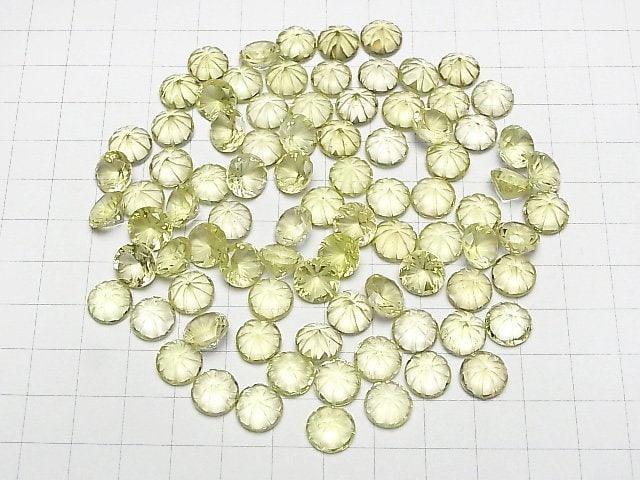 [Video] High Quality Lemon Quartz AAA Carved Round Faceted 10x10mm 2pcs