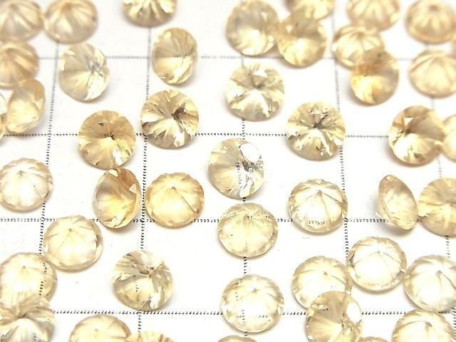 High Quality Citrine AAA- Carved Round Faceted 6x6mm 5pcs