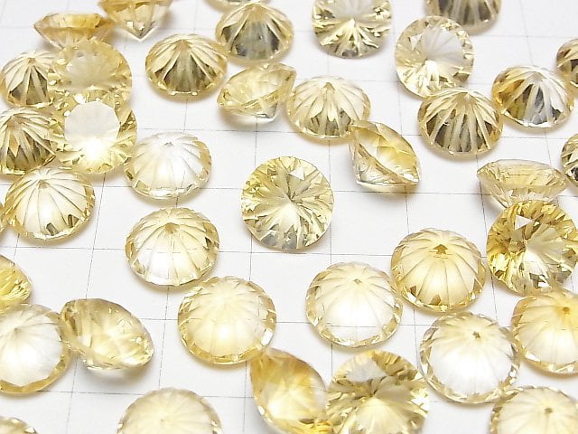 [Video] High Quality Citrine AAA Carved Round Faceted 12x12mm 1pc