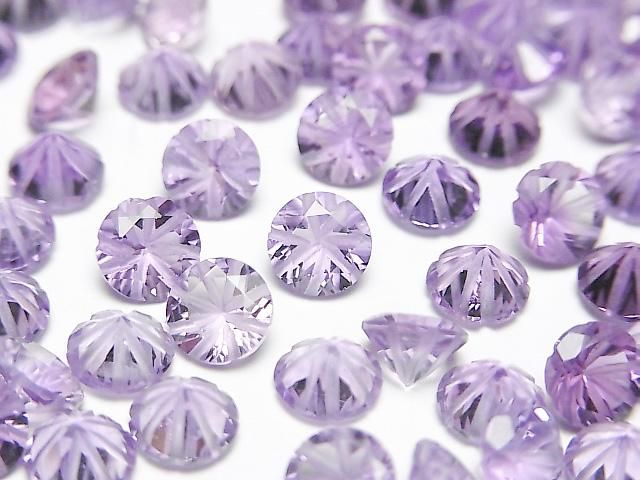 [Video] High Quality Amethyst AAA Carved Round Faceted 6x6mm 5pcs