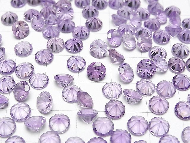 [Video] High Quality Amethyst AAA Carved Round Faceted 6x6mm 5pcs