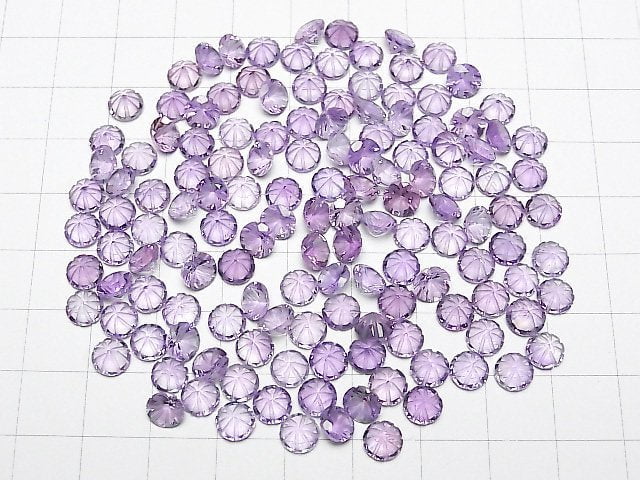 [Video] High Quality Amethyst AAA Carved Round Faceted 6x6mm 5pcs