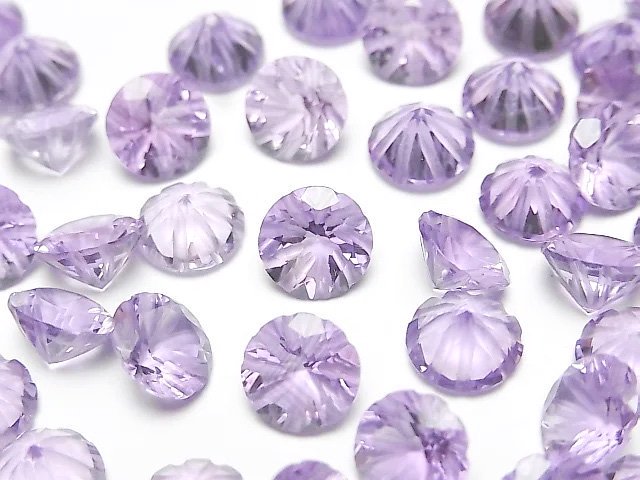 [Video]High Quality Amethyst AAA Carved Round Faceted 8x8mm 3pcs