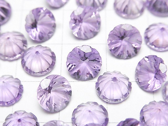 [Video]High Quality Amethyst AAA Carved Round Faceted 8x8mm 3pcs