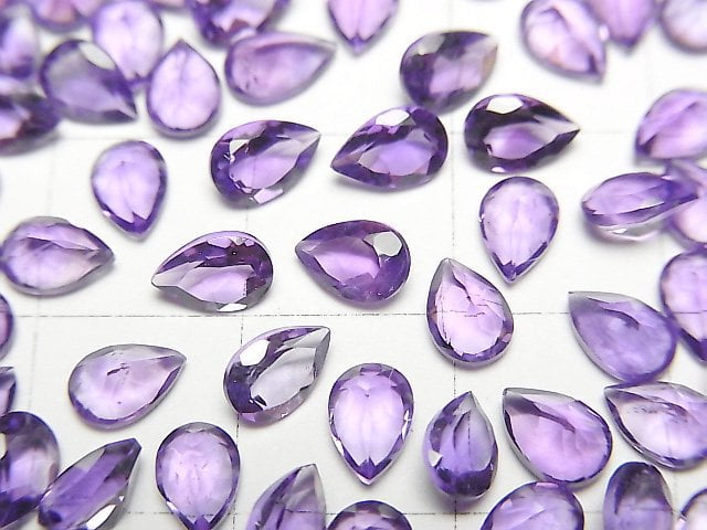 [Video] High Quality Amethyst AAA- Loose stone Pear shape Faceted 6x4mm 5pcs