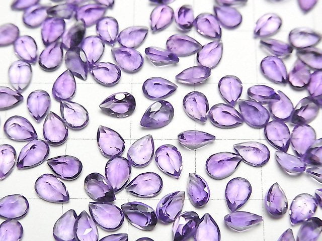 [Video] High Quality Amethyst AAA- Loose stone Pear shape Faceted 6x4mm 5pcs