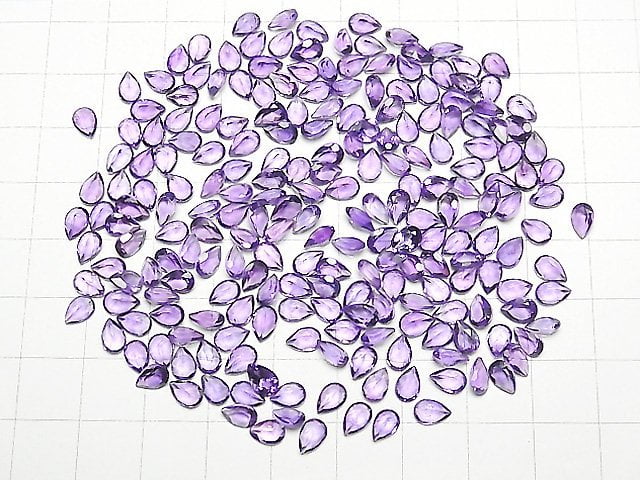 [Video] High Quality Amethyst AAA- Loose stone Pear shape Faceted 6x4mm 5pcs