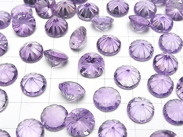 [Video] High Quality Amethyst AAA Carved Round Faceted 10x10mm 2pcs