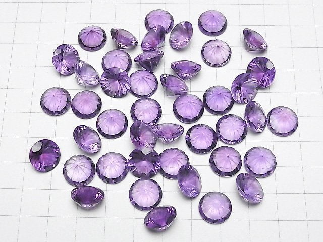 [Video] High Quality Amethyst AAA Carved Round Faceted 12x12mm 1pc