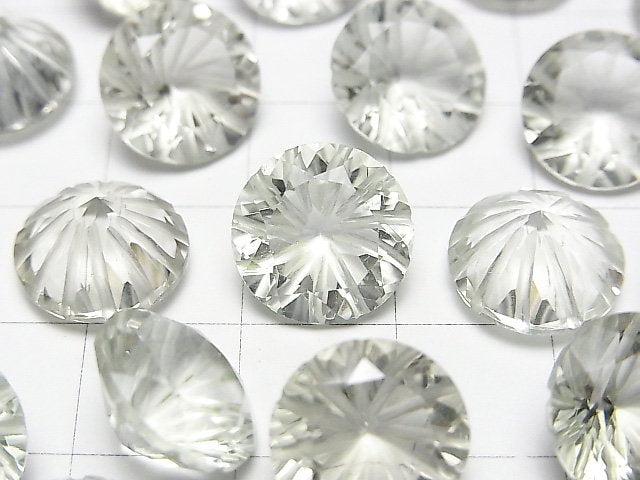 [Video] High Quality Green Amethyst AAA Carved Round Faceted 12x12mm 1pc