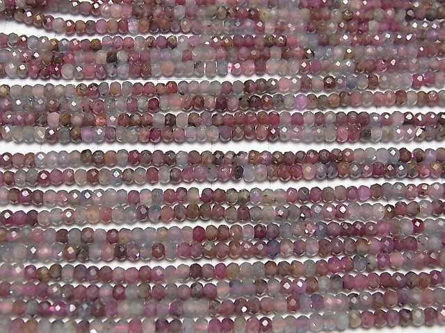 [Video] High Quality! Ruby & Sapphire AA Faceted Button Rondelle 3x3x2mm 1strand beads (aprx.15inch / 38cm)