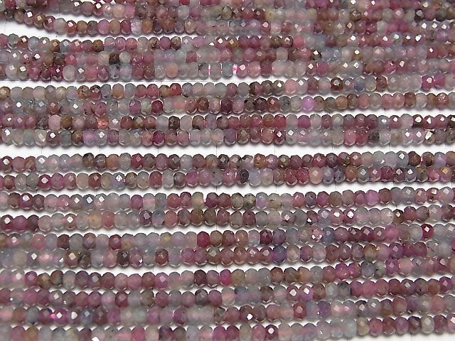[Video] High Quality! Ruby & Sapphire AA Faceted Button Roundel 3x3x2mm 1strand beads (aprx.15inch / 38cm)