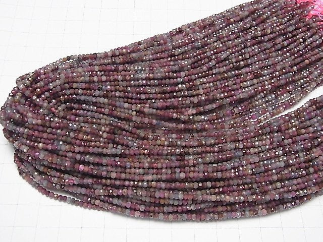 [Video] High Quality! Ruby & Sapphire AA Faceted Button Rondelle 3x3x2mm 1strand beads (aprx.15inch / 38cm)