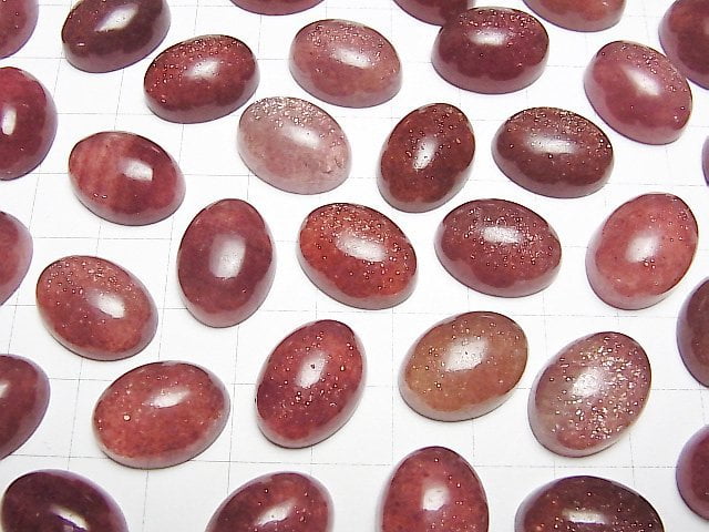 [Video] African Red Aventurine AAA- Oval Cabochon 18x13mm 2pcs