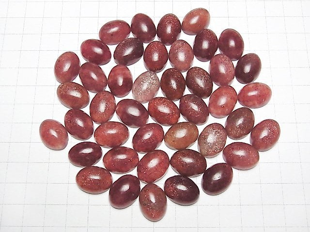 [Video] African Red Aventurine AAA- Oval Cabochon 18x13mm 2pcs