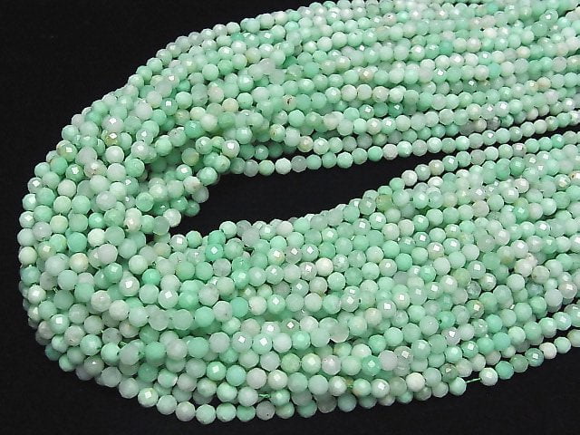 [Video] High Quality! Chrysoprase AA++ Faceted Round 4mm 1strand beads (aprx.15inch / 37cm)