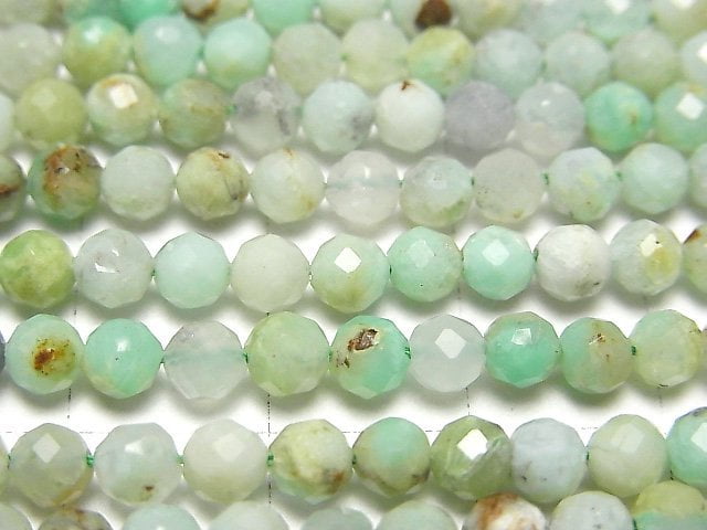 [Video] High Quality! Base Rock included Chrysoprase AA Faceted Round 4mm 1strand beads (aprx.15inch / 36cm)