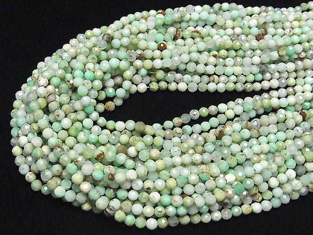 [Video] High Quality! Base Rock included Chrysoprase AA Faceted Round 4mm 1strand beads (aprx.15inch / 36cm)