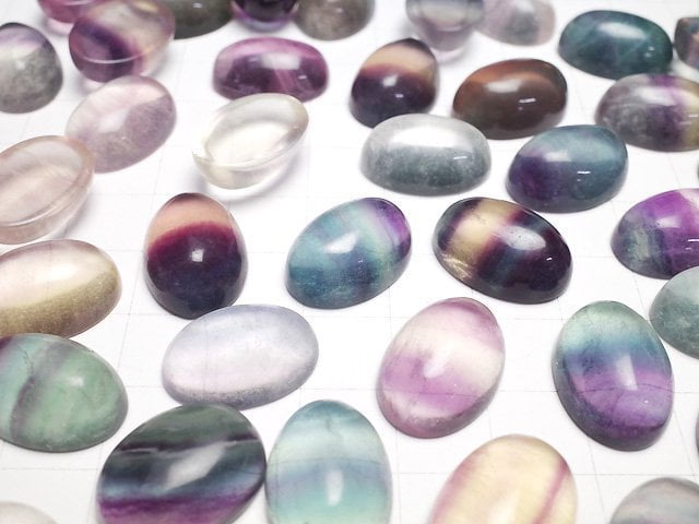 [Video] Multicolor Fluorite AAA Oval Cabochon 18x13mm 2pcs