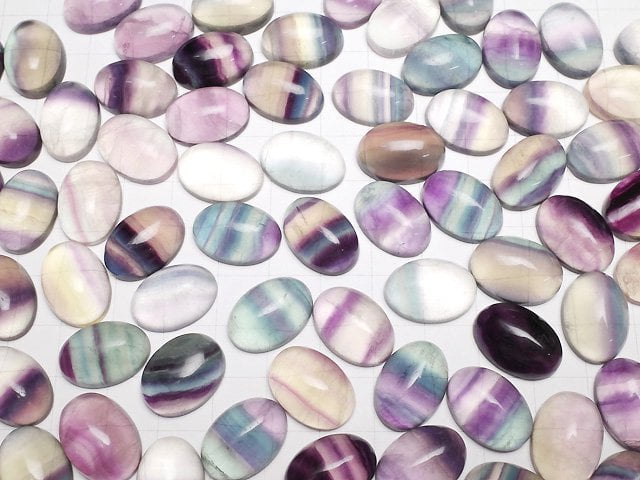 [Video] Multicolor Fluorite AAA Oval Cabochon 18x13mm 2pcs