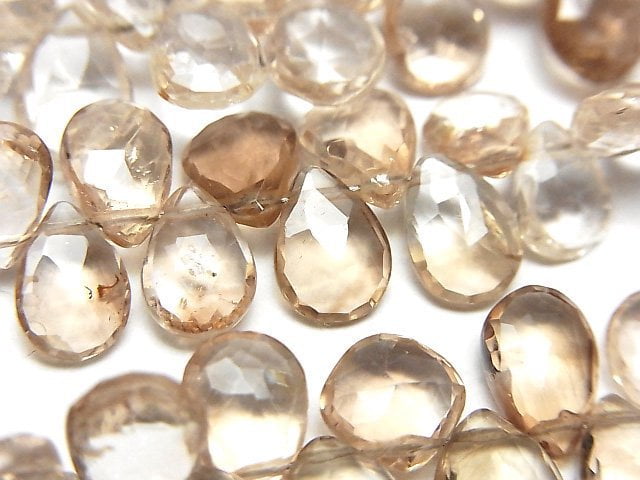 [Video]High Quality Brown Topaz AA++ Pear shape Faceted Briolette half or 1strand beads (aprx.7inch/18cm)