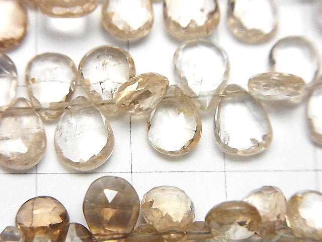 [Video]High Quality Brown Topaz AA++ Pear shape Faceted Briolette half or 1strand beads (aprx.7inch/18cm)