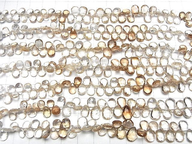 [Video]High Quality Brown Topaz AA++ Pear shape Faceted Briolette half or 1strand beads (aprx.7inch/18cm)