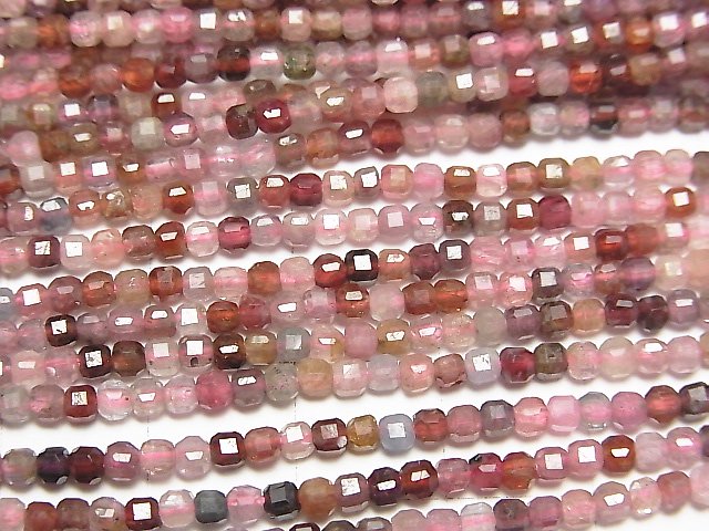 [Video] High Quality! Multicolor Tourmaline AA++ Cube Shape 2x2x2mm 1strand beads (aprx.15inch / 37cm)