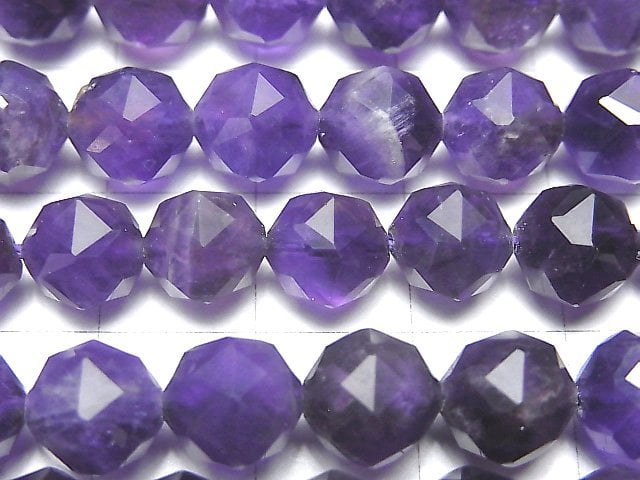 [Video] High Quality! Amethyst AA Star Faceted Round 8mm 1strand beads (aprx.15inch / 37cm)