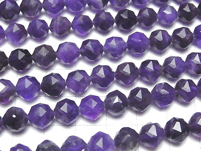 [Video] High Quality! Amethyst AA Star Faceted Round 8mm 1strand beads (aprx.15inch / 37cm)