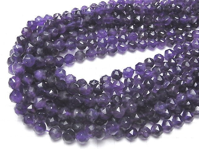 [Video] High Quality! Amethyst AA Star Faceted Round 8mm 1strand beads (aprx.15inch / 37cm)