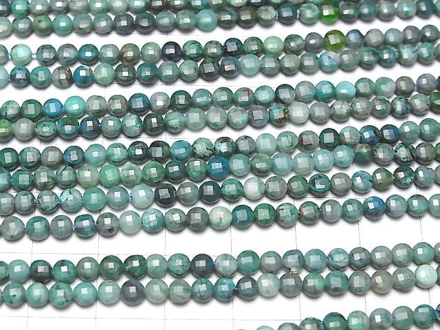 [Video] High Quality! Chrysocolla AA+ Faceted Coin 3x3x2mm 1strand beads (aprx.15inch / 37cm)