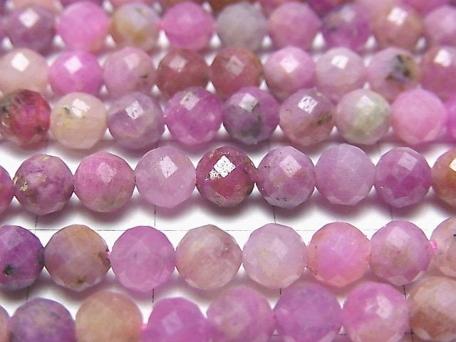 [Video] High Quality! Pink Sapphire AA Faceted Round 5mm half or 1strand beads (aprx.15inch / 37cm)