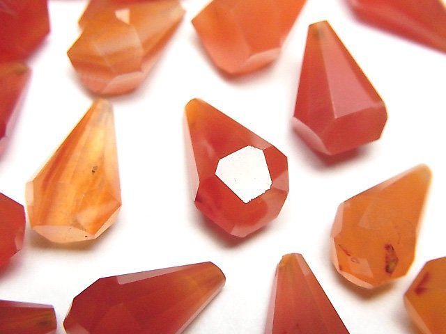 [Video]High Quality Carnelian AA++ Half Drilled Hole Rough Faceted Drop 3pcs