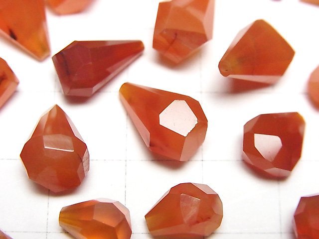 [Video]High Quality Carnelian AA++ Half Drilled Hole Rough Faceted Drop 3pcs