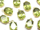 [Video]High Quality Peridot AAA Bezel Setting Oval Faceted 10x8mm 18KGP 1pc