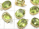[Video]High Quality Peridot AAA Bezel Setting Oval Faceted 10x8mm 18KGP 1pc