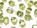 [Video]High Quality Peridot AAA Bezel Setting Oval Faceted 10x8mm 18KGP 1pc