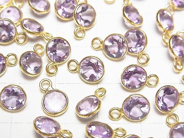 [Video] High Quality Amethyst AAA Bezel Setting Round Faceted 7x7mm 18KGP 3pcs