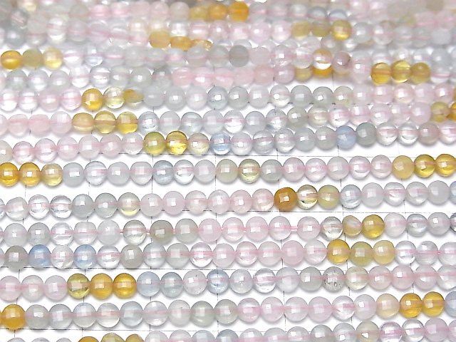 [Video] High Quality! Beryl Mix (Multicolor Aquamarine) AA Faceted Coin 4x4x2.5mm 1strand beads (aprx.15inch / 37cm)
