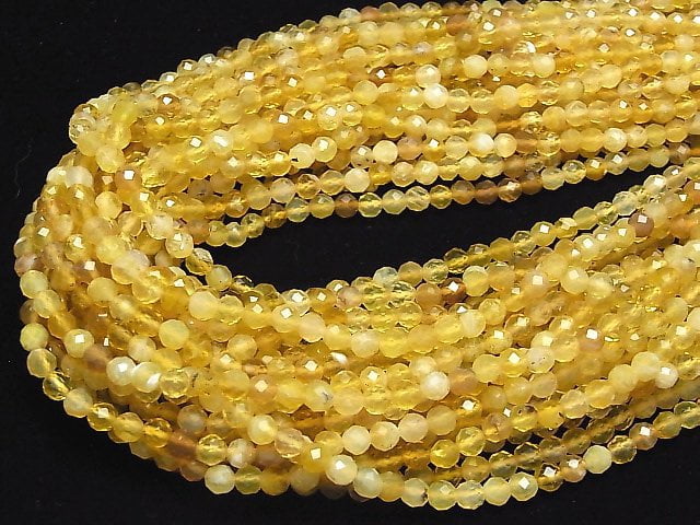 [Video] High Quality! Yellow Opal AA++ Faceted Round 5mm 1strand beads (aprx.15inch / 37cm)