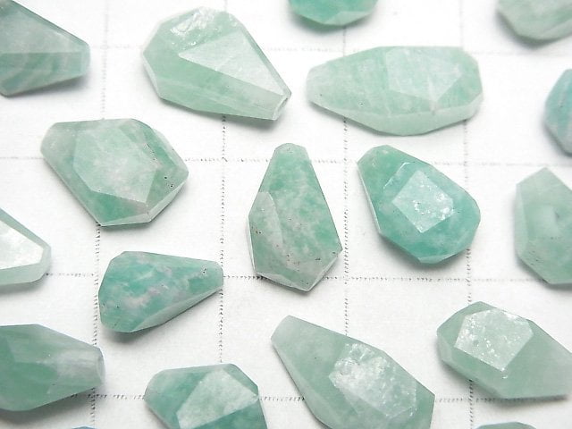 [Video]Amazonite AA++ Half Drilled Hole Rough Faceted Drop 3pcs