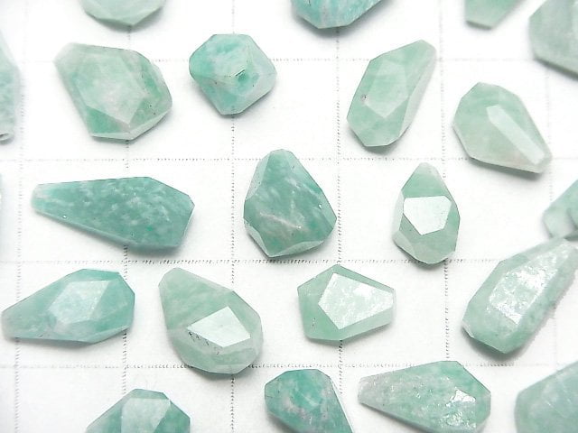 [Video]Amazonite AA++ Half Drilled Hole Rough Faceted Drop 3pcs