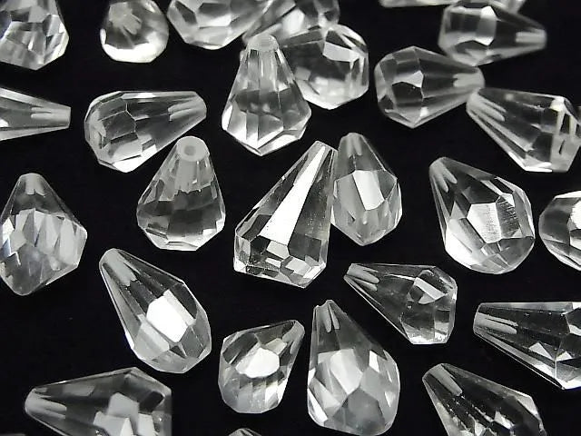 [Video]High Quality Crystal AAA Half Drilled Hole Rough Faceted Drop 3pcs