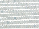[Video] High Quality! Aquamarine AA Faceted Button Rondelle 6x6x3mm half or 1strand beads (aprx.15inch / 38cm)