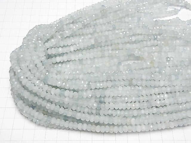 [Video] High Quality! Aquamarine AA Faceted Button Rondelle 6x6x3mm half or 1strand beads (aprx.15inch / 38cm)