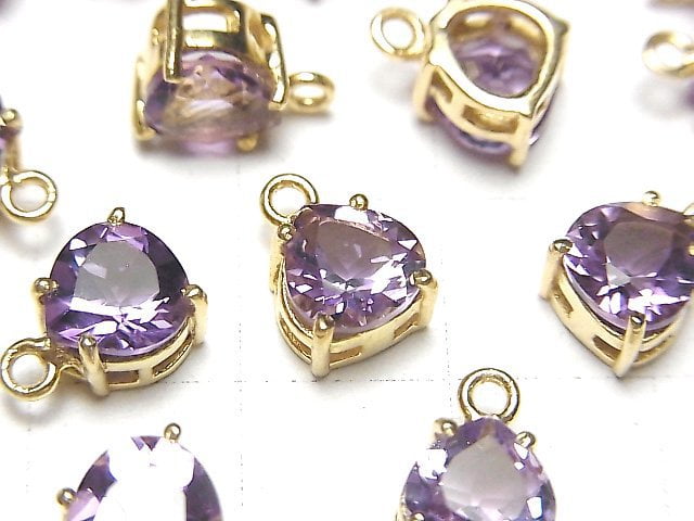 [Video] High Quality Amethyst AAA Bezel Setting Chestnut Faceted 7x7mm 18KGP 2pcs